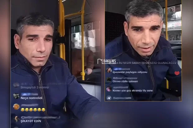 Sükan arxasında “TikTok”da canlı yayım açan avtobus sürücüsü işdən uzaqlaşdırıldı