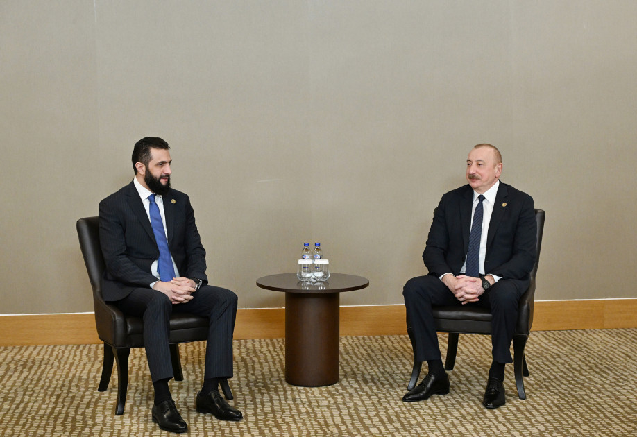 Azərbaycan Prezidenti Suriya lideri Əhməd Əl Şaraa ilə görüşüb