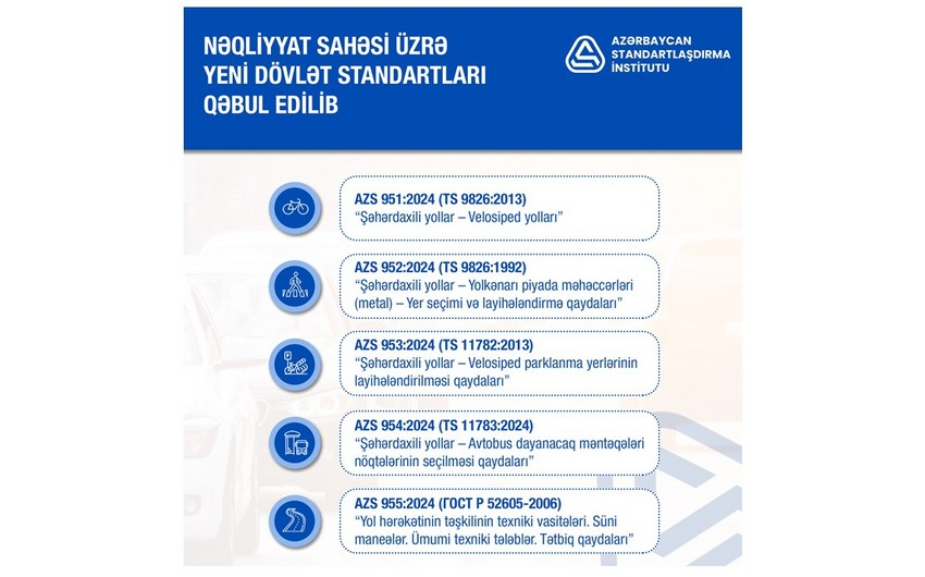 Azərbaycanda nəqliyyat sahəsi üzrə yeni dövlət standartları qəbul edilib
