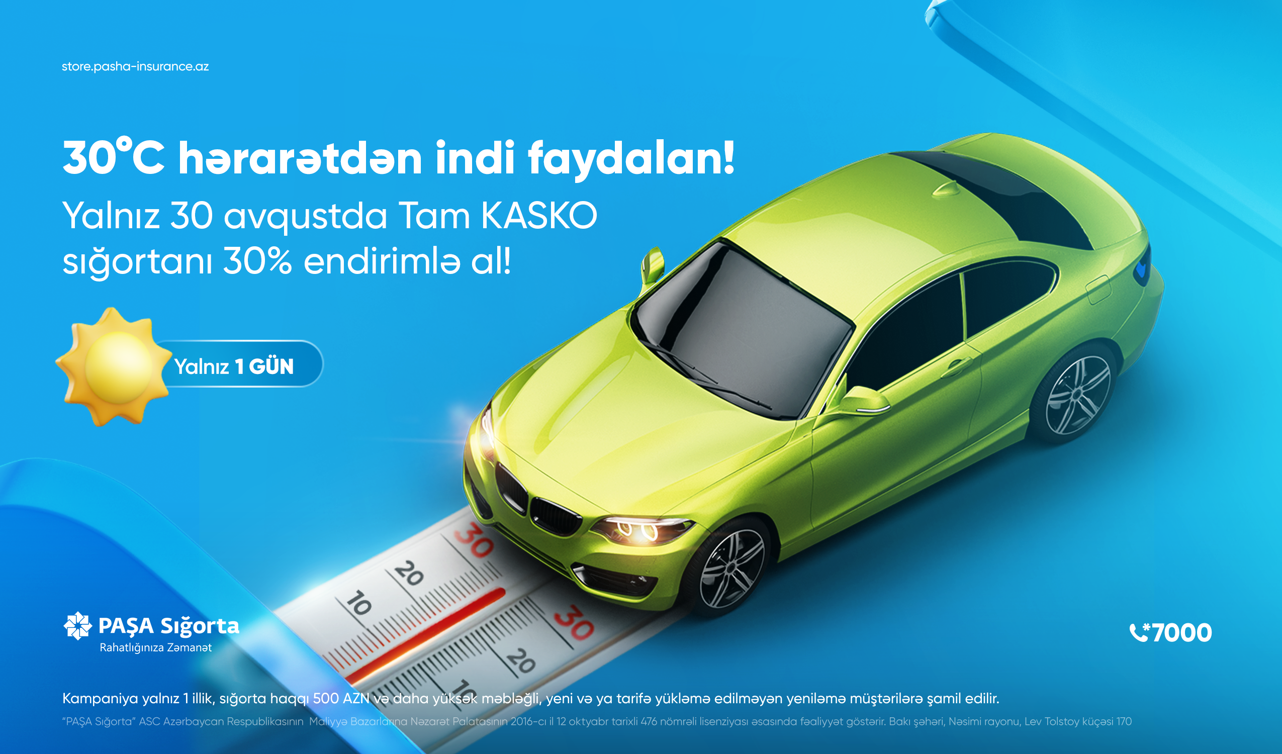 PAŞA Sığortadan sadəcə 1 günlük 30% xüsusi endirim!